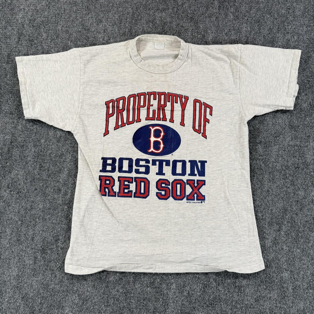 Vintage Boston Red Sox Shirt Mens Large Gray MLB Baseball Property Of Artex 80s‎